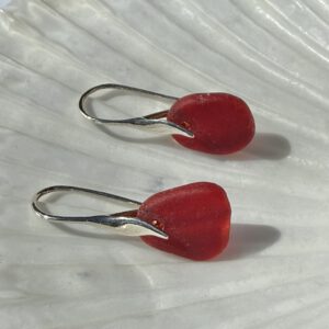 rood zeeglas sterling zilveren golf oorhaakjes