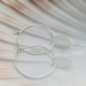 zeeglas wit sterling zilver 925 oorringen