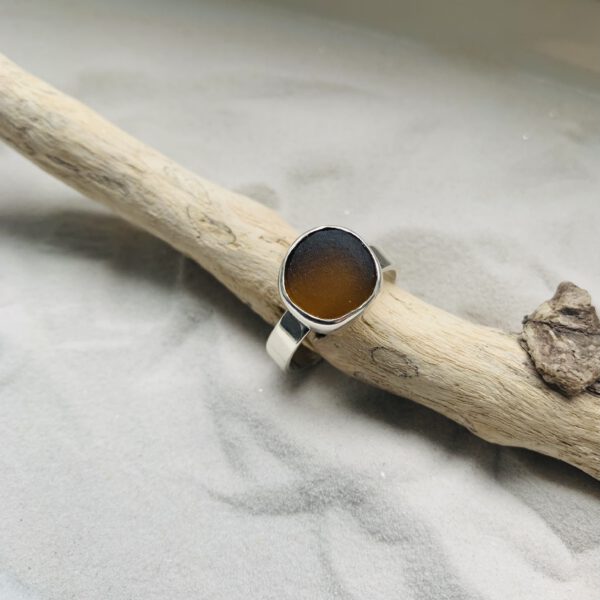 bruin sterling zilver 925 zeeglas ring