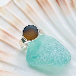 bruin sterling zilver 925 zeeglas ring