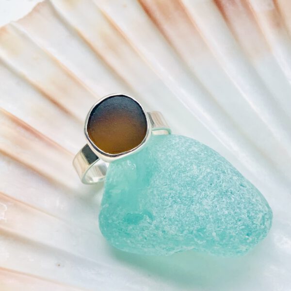 bruin sterling zilver 925 zeeglas ring