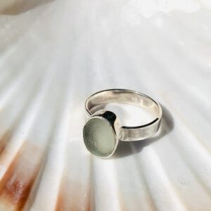 wit sterling zilver 925 zeeglas ring