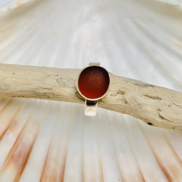 donker amber sterling zilver 925 zeeglas ring