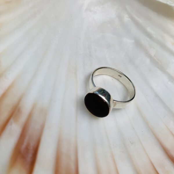 donker amber sterling zilver 925 zeeglas ring