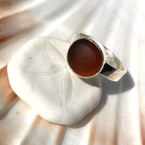 donker amber sterling zilver 925 zeeglas ring