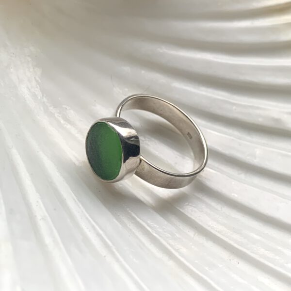 groen sterling zilver 925 zeeglas ring