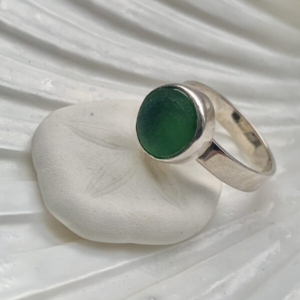 groen sterling zilver 925 zeeglas ring