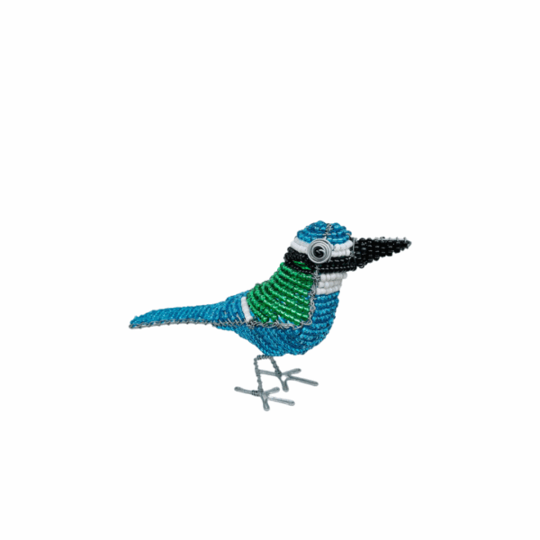 zijkant blauwe vogel