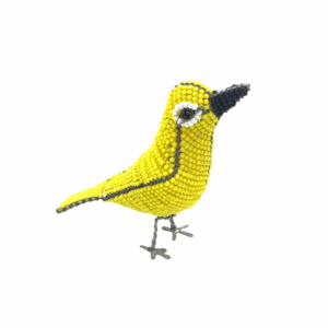 zijkant gele kralenvogel