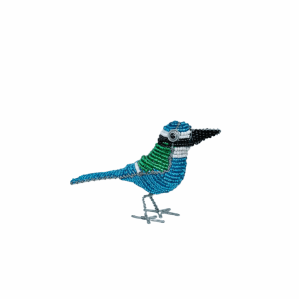 zijkant blauwe vogel