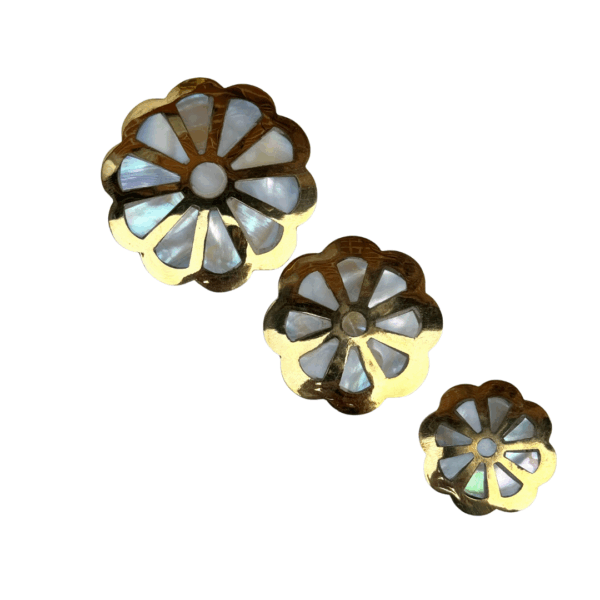 set van 3 parelmoer ingelegde messing sieradendoosjes