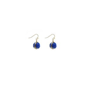 Marmerlook glazen druppeloorbellen blauw