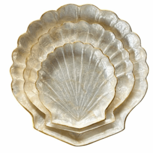 schelp met goudrand small, medium en large