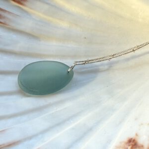 ketting zilver zeeglas blauw groen