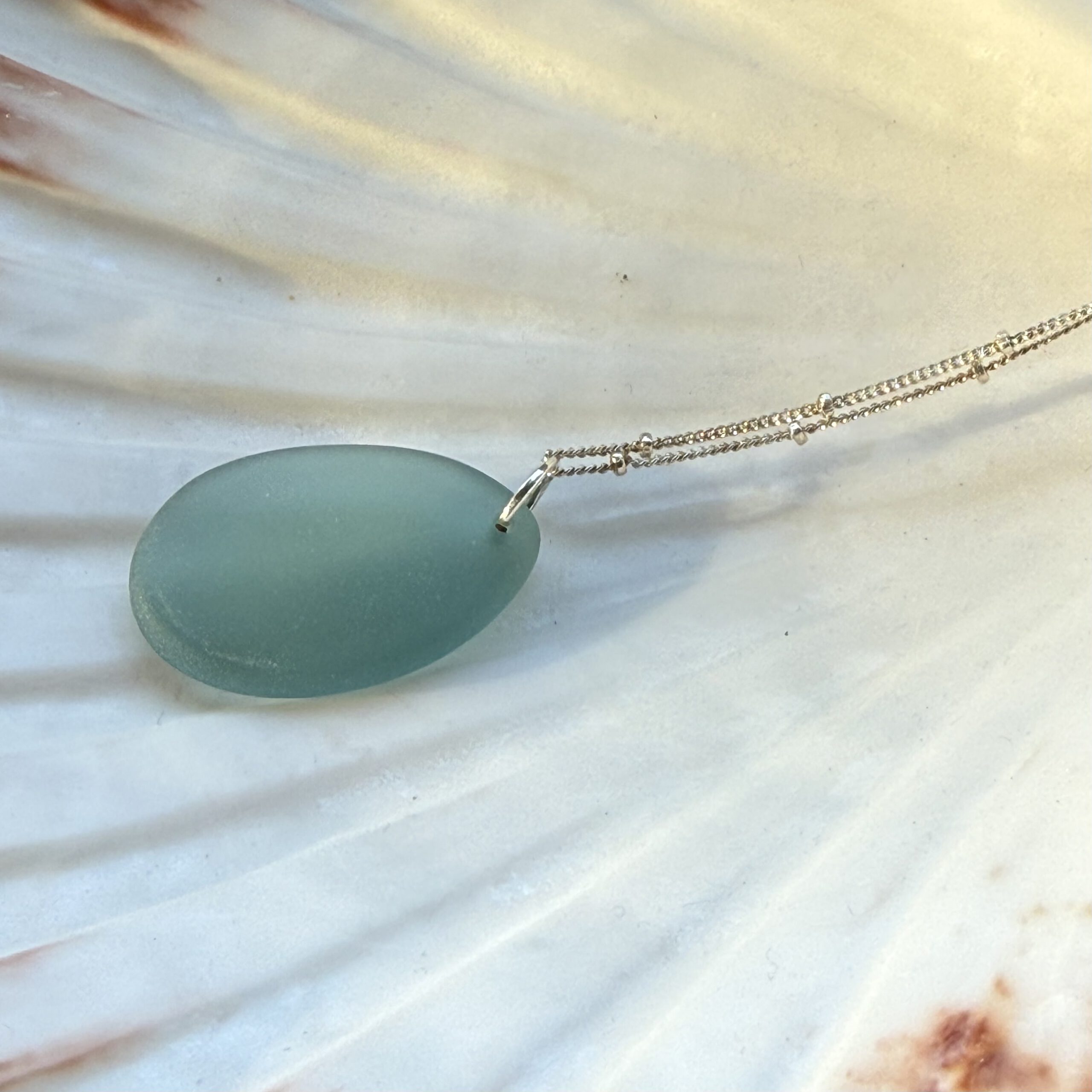 ketting zilver zeeglas blauw groen